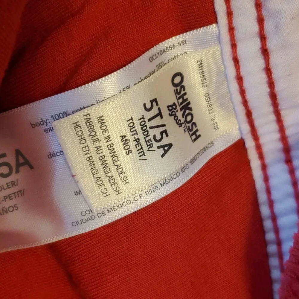 Oshkosh B'Gosh Kids Boys Sz 5T Lined Red Corduroy Bib Overalls Vestbak Thick